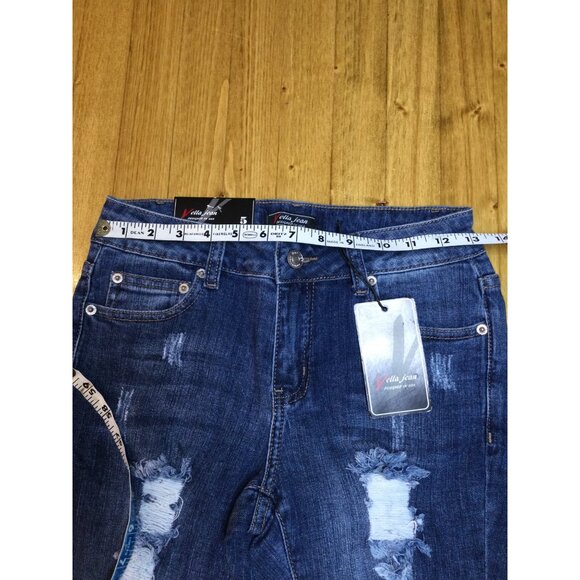 Vella Jean Womens Distressed Skinny Jeans Size 5 Cotton Blend Blue Stretch - Picture 7 of 9
